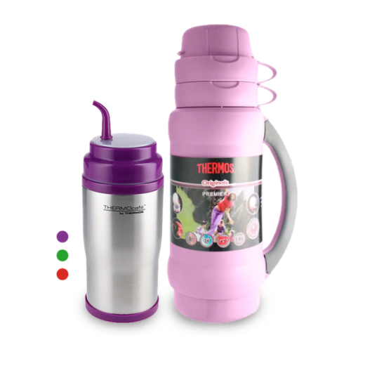 Termo Líquido 1Lt New Rosado + Termo Matero 400 ml