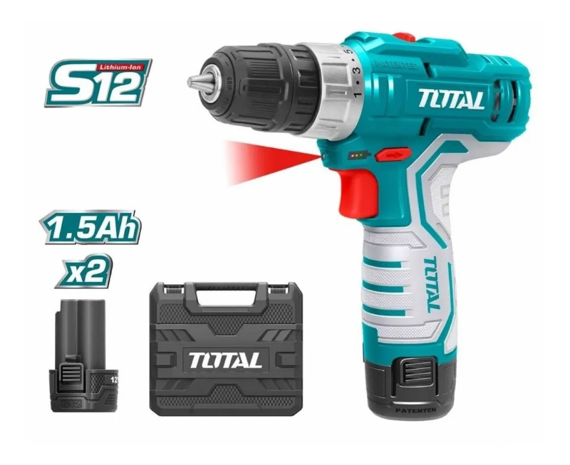 Taladro Inalámbrico 3/8 (10mm) + 2 Baterías + Cargador Total