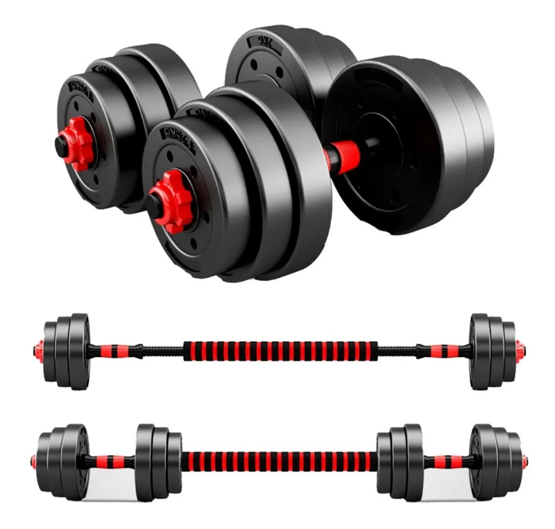 Set De Mancuernas Unibles De 30kg Con Barra De Extension