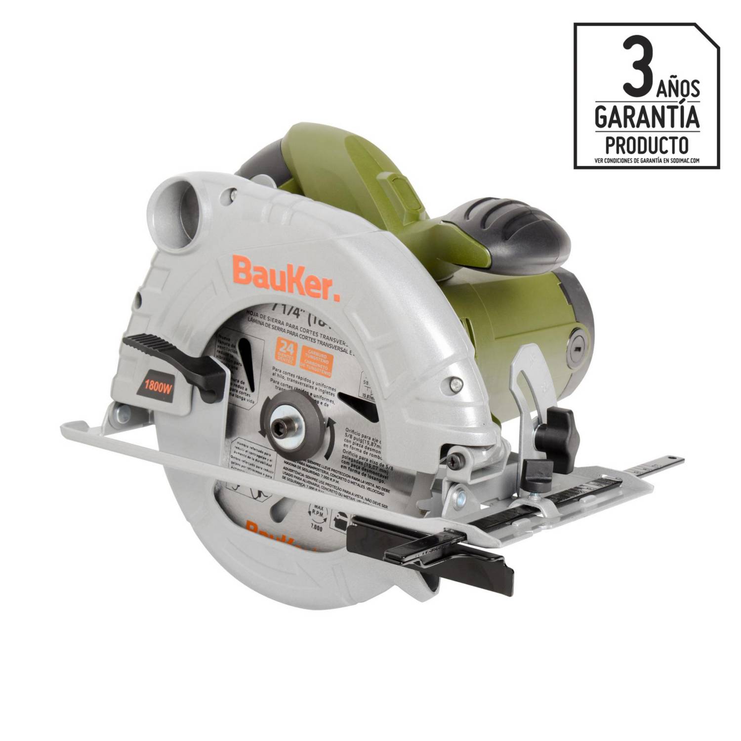 Sierra circular eléctrica 7 1/4" 1800W Bauker