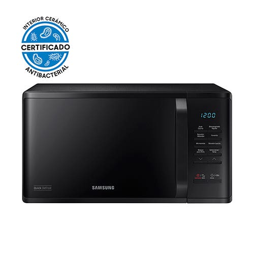 Microondas Samsung Negro Con Esmalte Cerámico, Antibacterial, 23 L