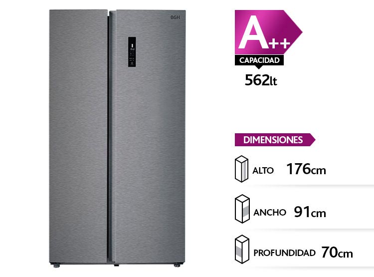 Refrigerador Side by Side BGH 562 Lt Display LED Touch