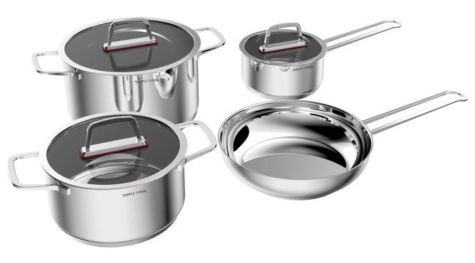 Batería De Cocina Burdeos 7pzs Acero Inoxidable