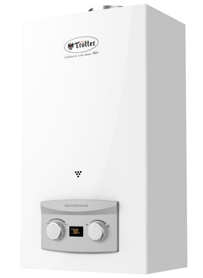 Calefon Albin Trotter 6 Lt, Ionizado, Visor Digital Temperatura, Gas Licuado