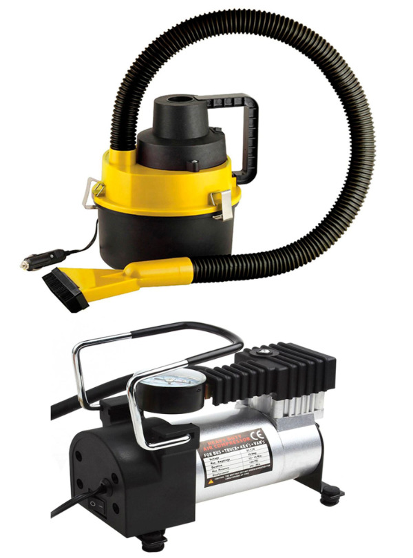Aspiradora Auto Alto Impacto 12V + Compresor De Aire 12V