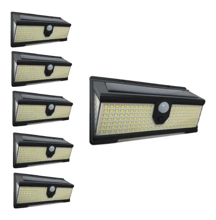 Pack X5 Focos Exterior Luz Led Solar, Con Sensor De Movimiento, 100W