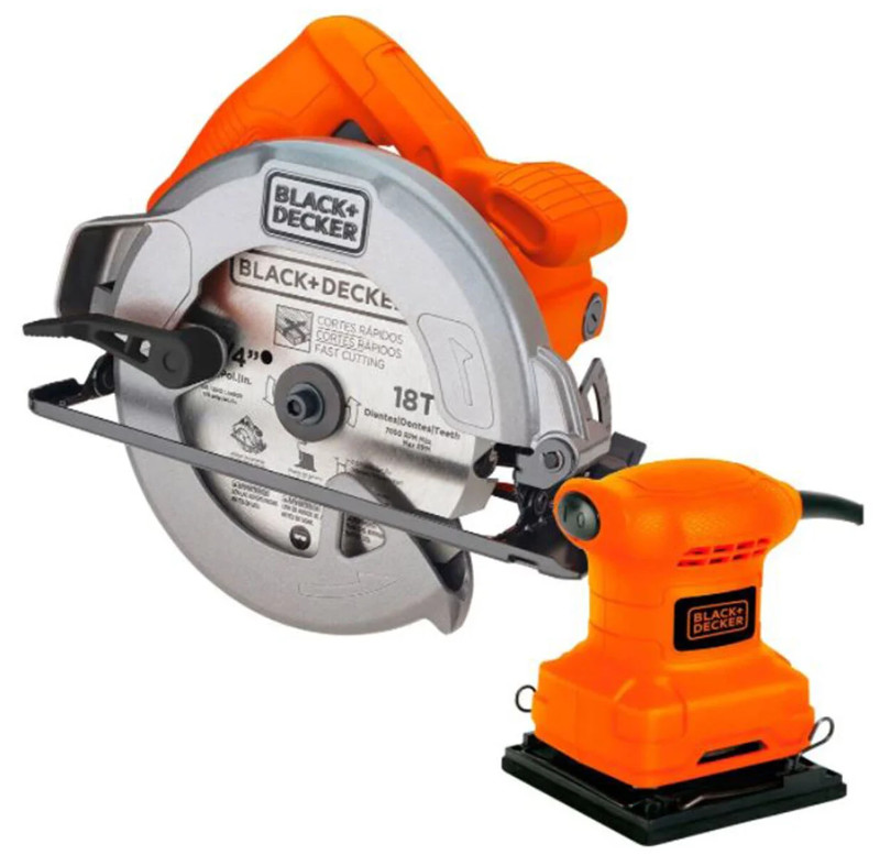 Sierra Circular 1400W + Lijadora Orbital 200W, Black+Decker