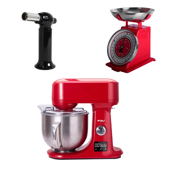 Kit Bake Red: Batidora FDV Atenea + Balanza Simple Cook Bruselas + Soplete