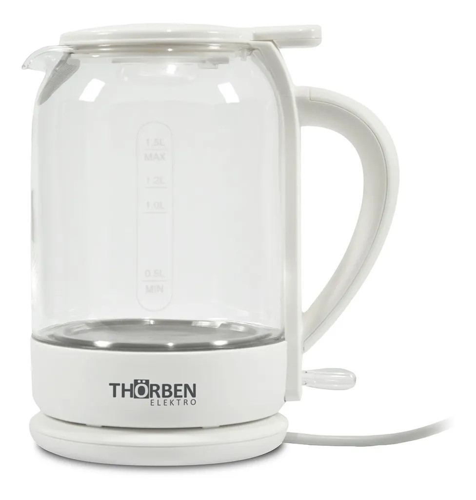 Hervidor Thorben Fill And Clean, Vidrio Templado, Filtro Metálico, 1.5 Litros