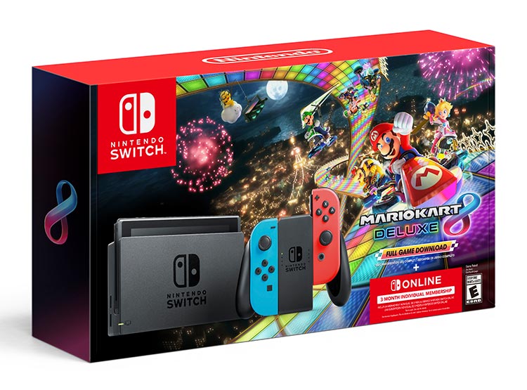Nintendo Switch Con Joy-Con Neon Blue Y Neon Red + Mario Kart Deluxe 8