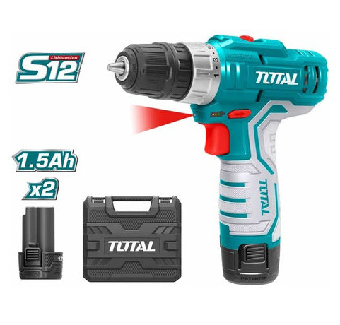Taladro Inalámbrico Total 3/8 (10mm) 12v + 2 Baterías + Cargador