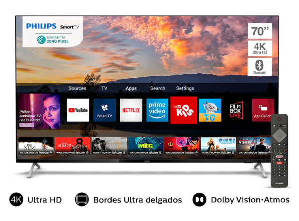 LED Smart TV Philips 70" UHD 4K