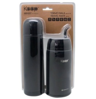 Set Termo Mate 400Ml + Termo Bala Color Negro 500Ml