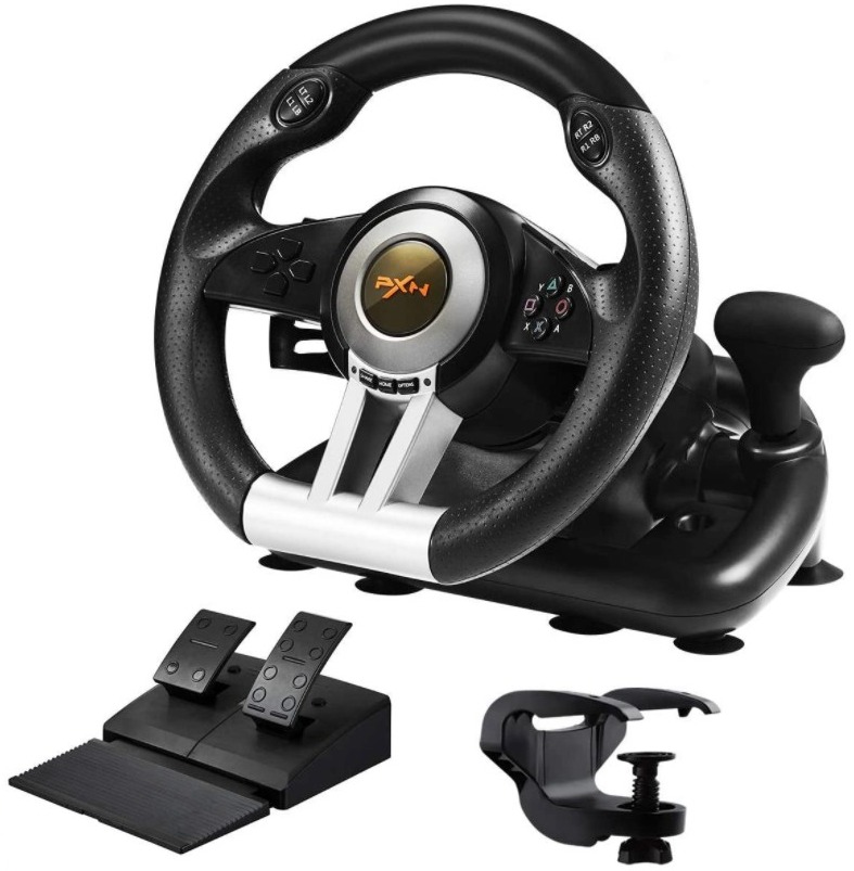 Volante De Cuero PXN V3 PRO Con Pedales PC, PS3, PS4, Xbox One, Xbox Series X