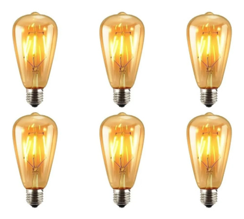 Pack 6 Ampolleta Led Tipo Edison 6 Watts Retro Vintage