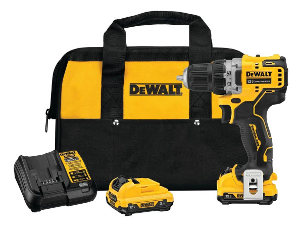 Taladro Atornillador DeWalt 12v Sin Carbones + 2 Baterías + Cargador + Bolso + Clip
