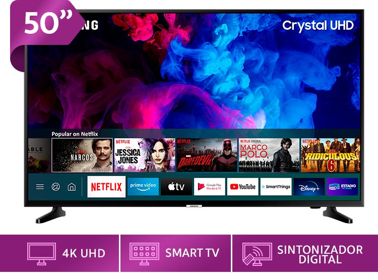 LED Samsung 50" TU7090 Crystal UHD 4K Smart TV