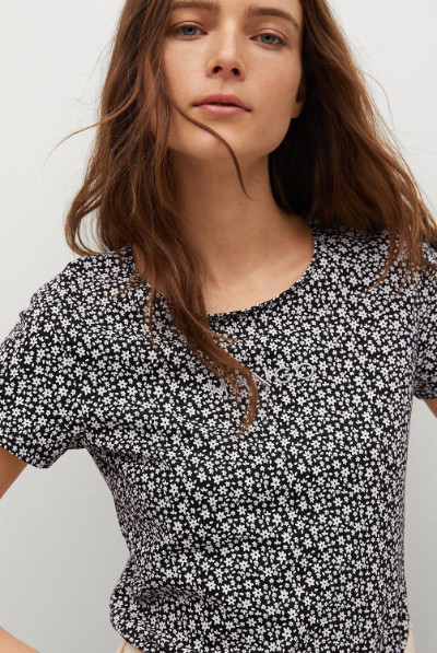Polera Manga Corta Algodón Reciclado Logo Mangofi-H Mujer. 8 Diseños Disponibles
