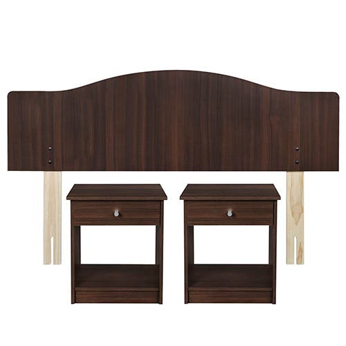 Set Respaldo 2 plazas + 2 Veladores Chocolate CIC