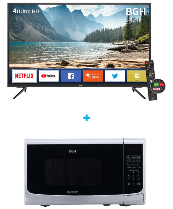 LED Smart TV 55" UHD 4K + Microondas Digital 20 Litros Quick Chef Silver BGH