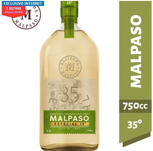 Pisco Mal Paso 35° 750cc (Pack 2 unidades)