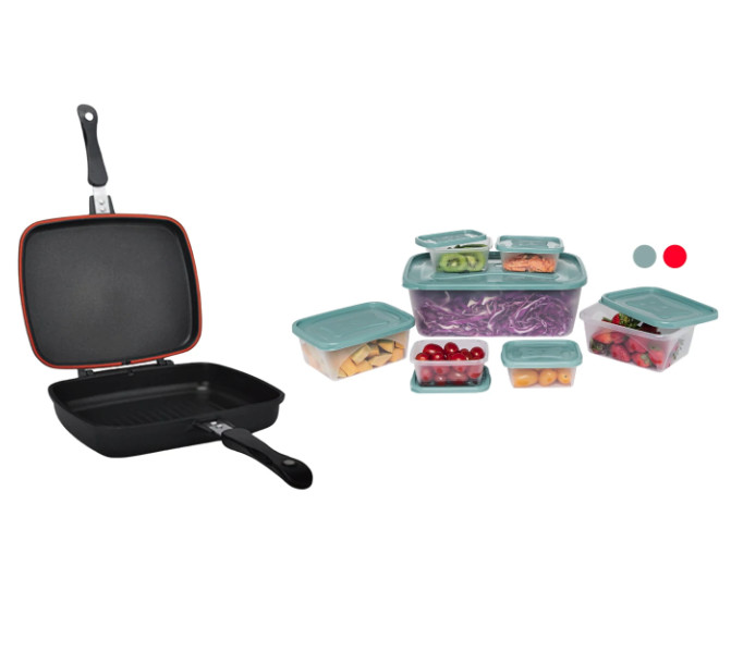 Sarten Doble 28cm KitchenWare + 7 Contenedores De Regalo