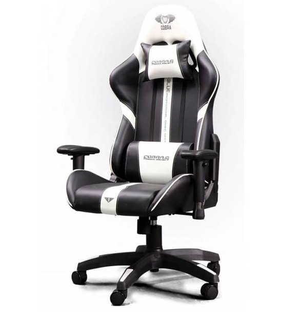 Silla Gamer Profesional E-Blue Cobra, Hasta 150kg, Reclinación 180º, Apoyabrazos 3D, White/Black