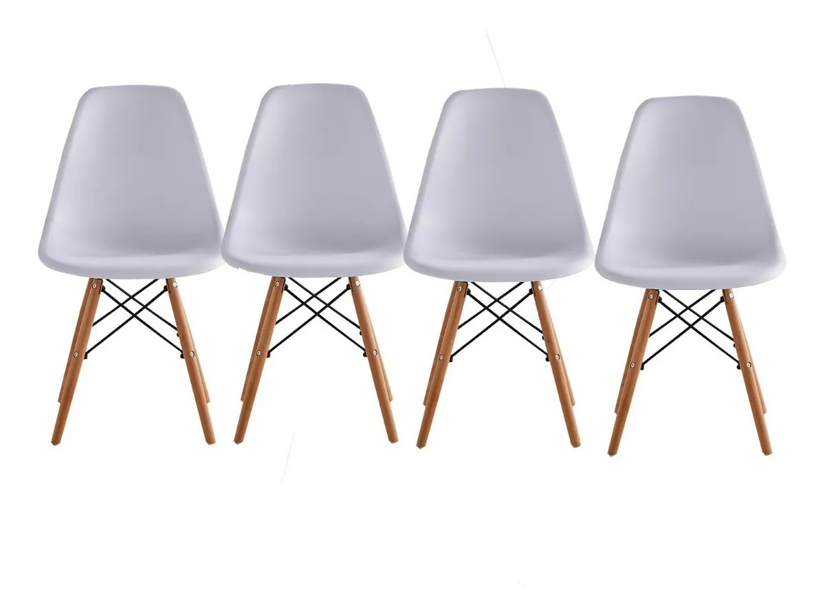 Set De 4 Sillas Begônia Eames Paris Para Comedor Blancas