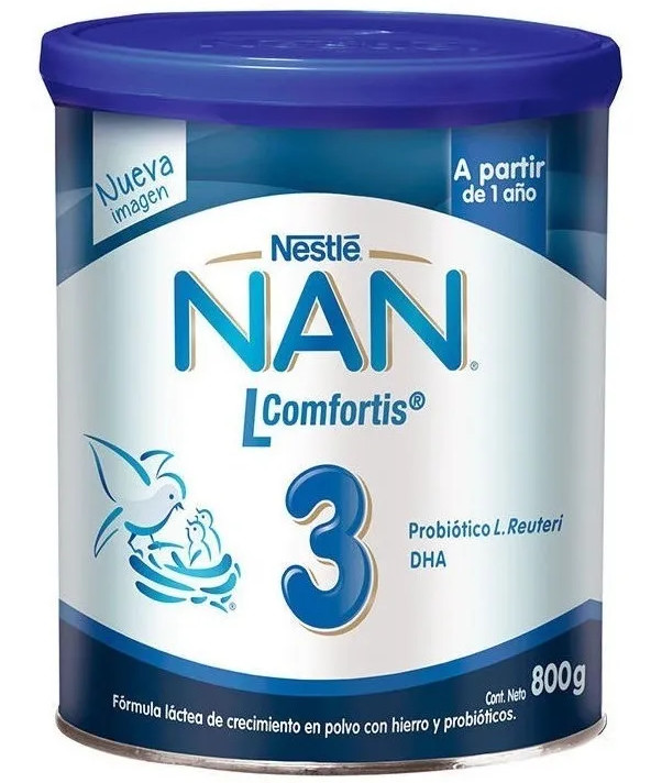 (x3 Unidades) Leche De fórmula Nestlé Nan 3 Lcomfortis 800g - 12 meses 3 años