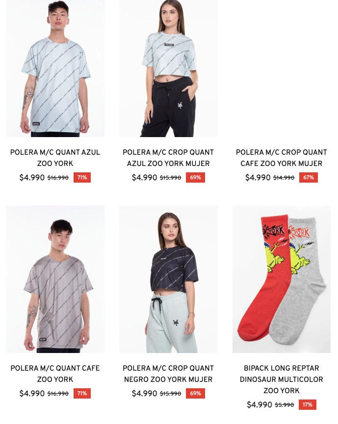 Variedad De Poleras y Accesorios Zoo York En Oferta