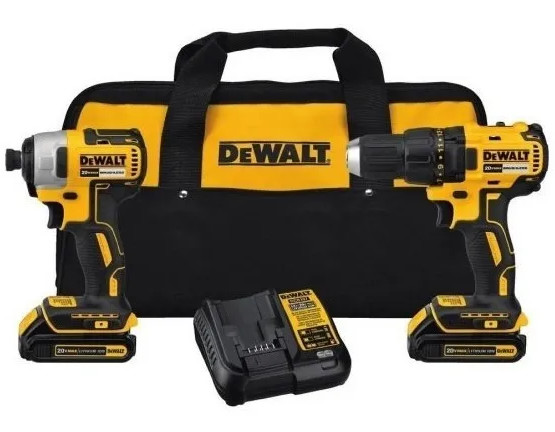 Kit Taladro Y Atornillador Impacto Inalambrico Dewalt 20v (Sin Carbones) + 2 Baterias + Cargador + Bolso