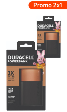 Batería Externa Duracell 10.050 mAh (2x1)