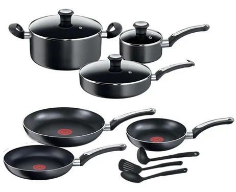 Bateria De Cocina 12 Piezas Platinium Black Tefal