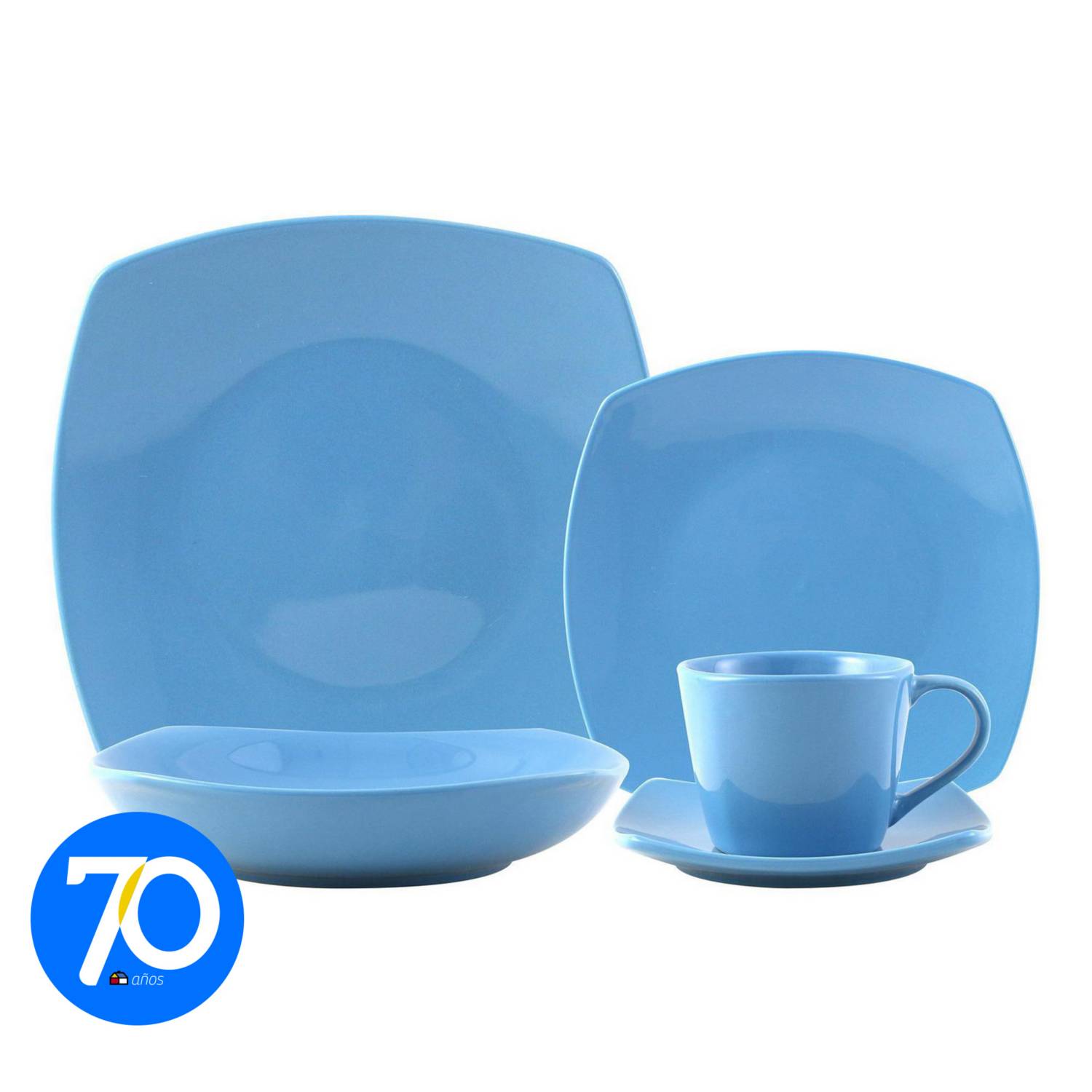 Juego De Vajilla 30 Piezas Turquesa Just Home Collection