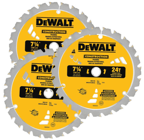 Pack 3 Discos Corte Madera 7-1/4' X 5/8' Dewalt