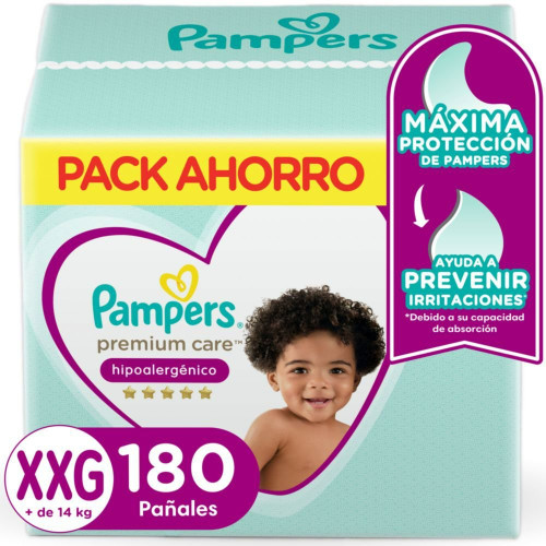 Pack Pañal Pampers Premium Care XXG - XXG 180 UN