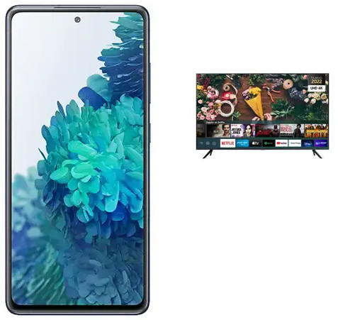 Combo Samsung Galaxy S20 FE 5G 128GB Azul 6,5" Liberado + LED Samsung 50" UHD 4K SmartTV
