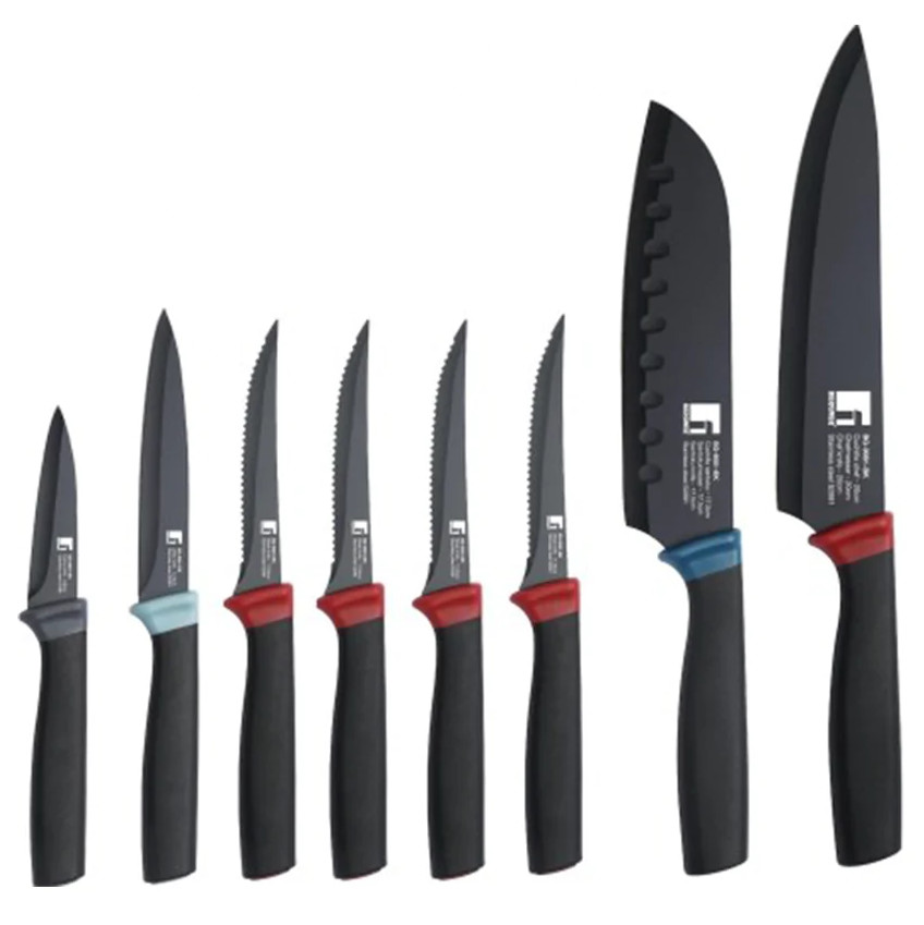 Set 8 Cuchillos Acer Inox. Black Nagoya