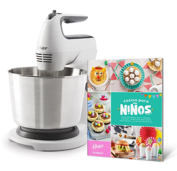 Batidora De Mano Y Pedestal Oster Con Acción Giratoria Unica + Libro De Cocina Para Niños
