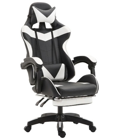Silla Gamer Ultimate Racing Con Reposapiés Blanco