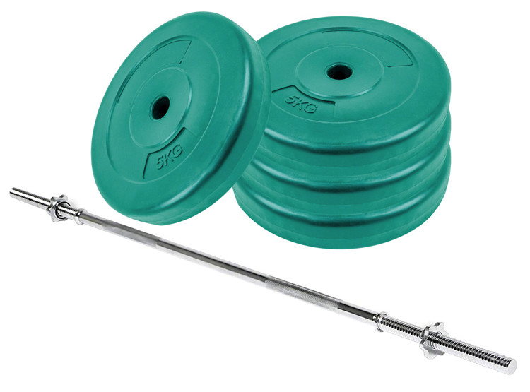 Pack Pesas Barra Recta 1,5m + 20 Kg Discos