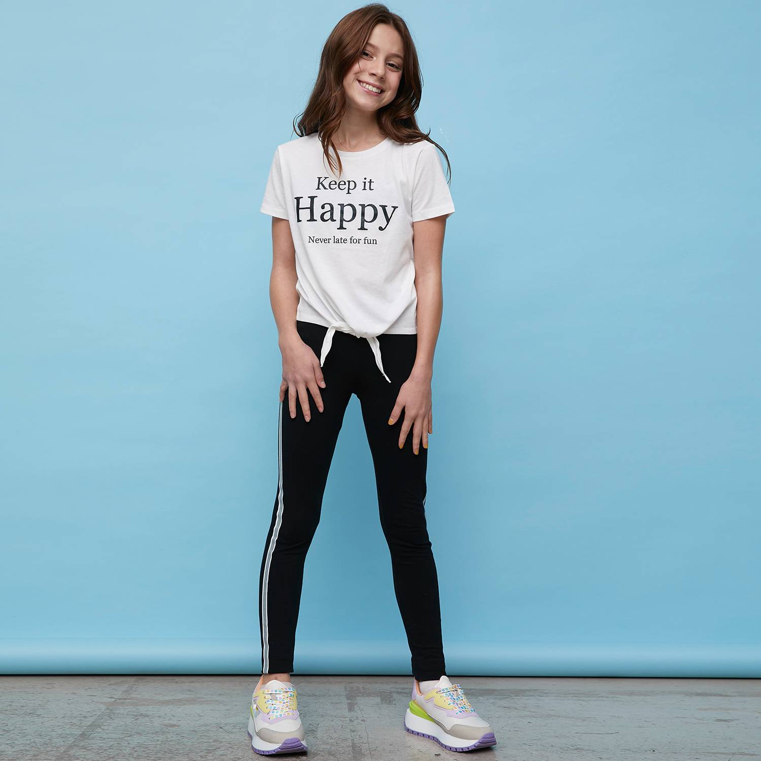 Conjunto Eleven Calza Flare + Polera Crop Niña Algodón 2 Piezas