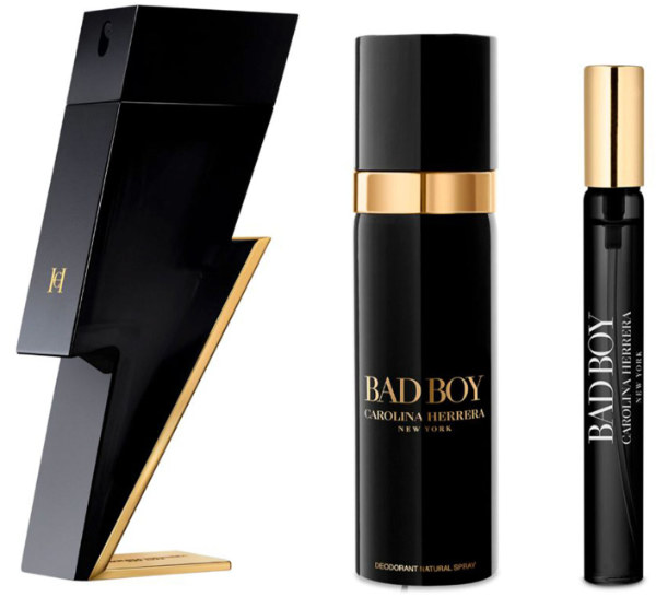 Perfume Carolina Herrera Bad Boy EDT Hombre 100 ml + Desodorante 100 ml + Mega Spritzer 10 ml